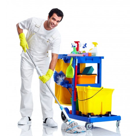Janitor Cart With Front Casters & Non-Marking Rear Wheels image 1