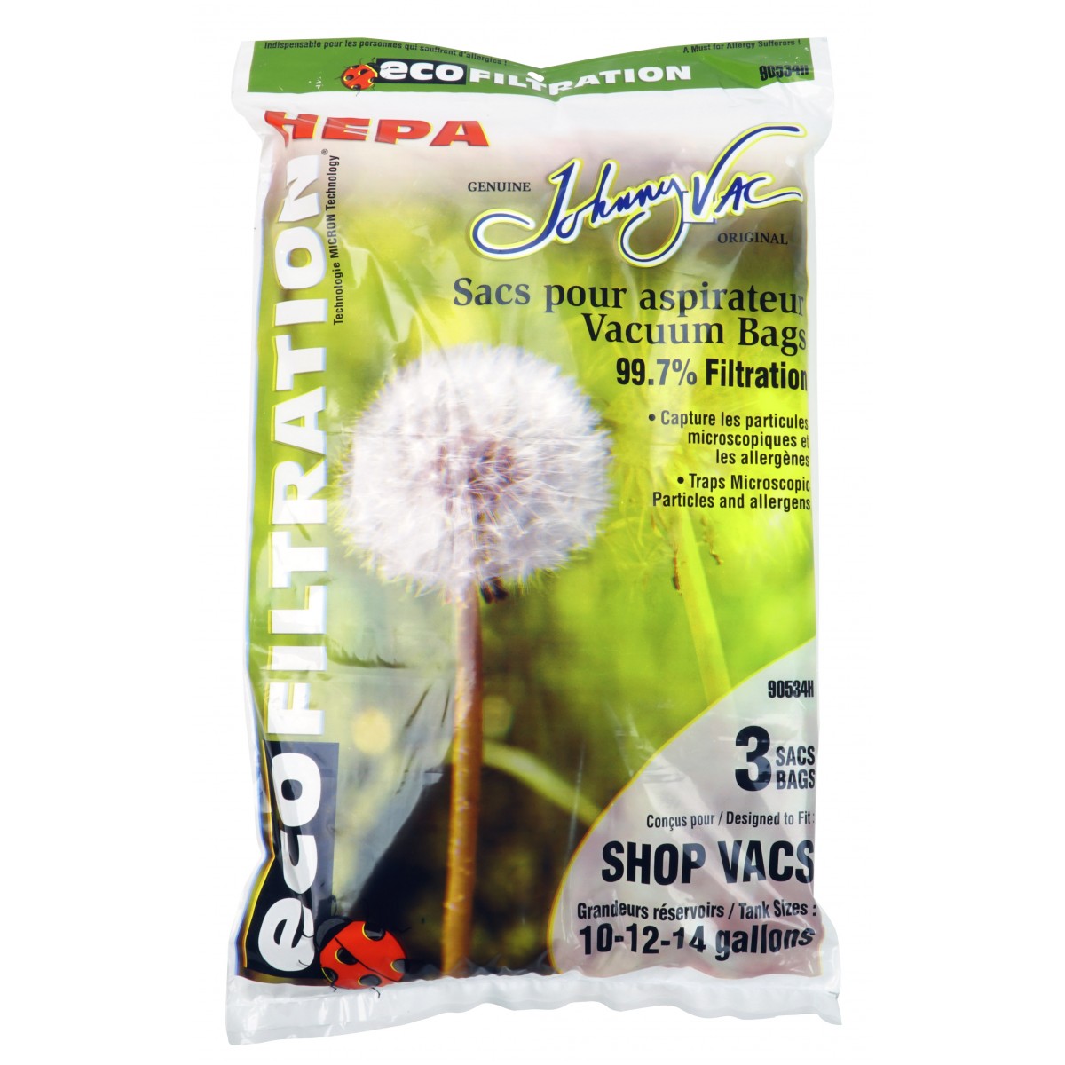 Johnny Vac Microfilter HEPA Bag For JV403P Vacuum - Pack Of 3 Bags image 2