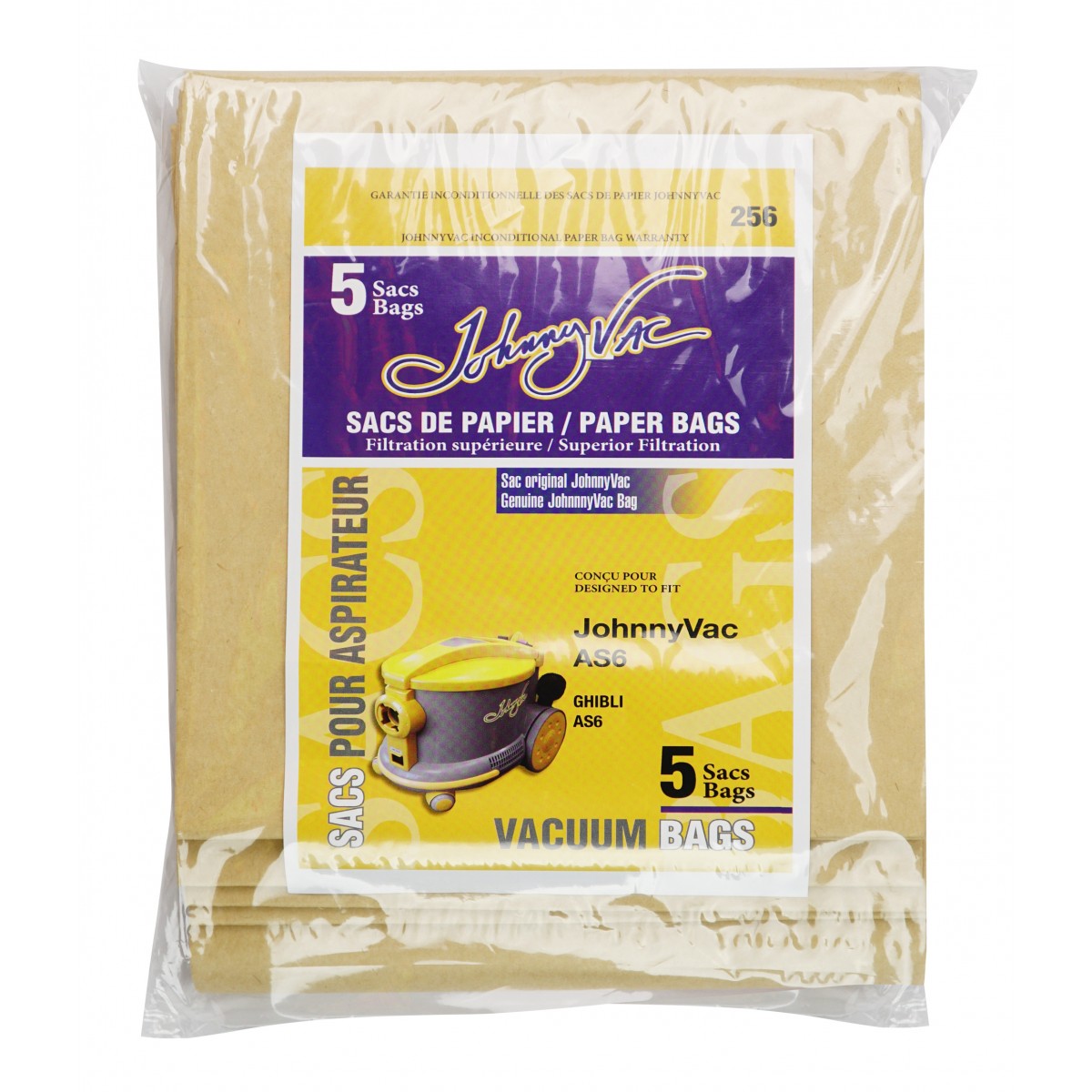 Johnny Vac Paper Bag For AS6 Vacuum - 5 Bags image 2