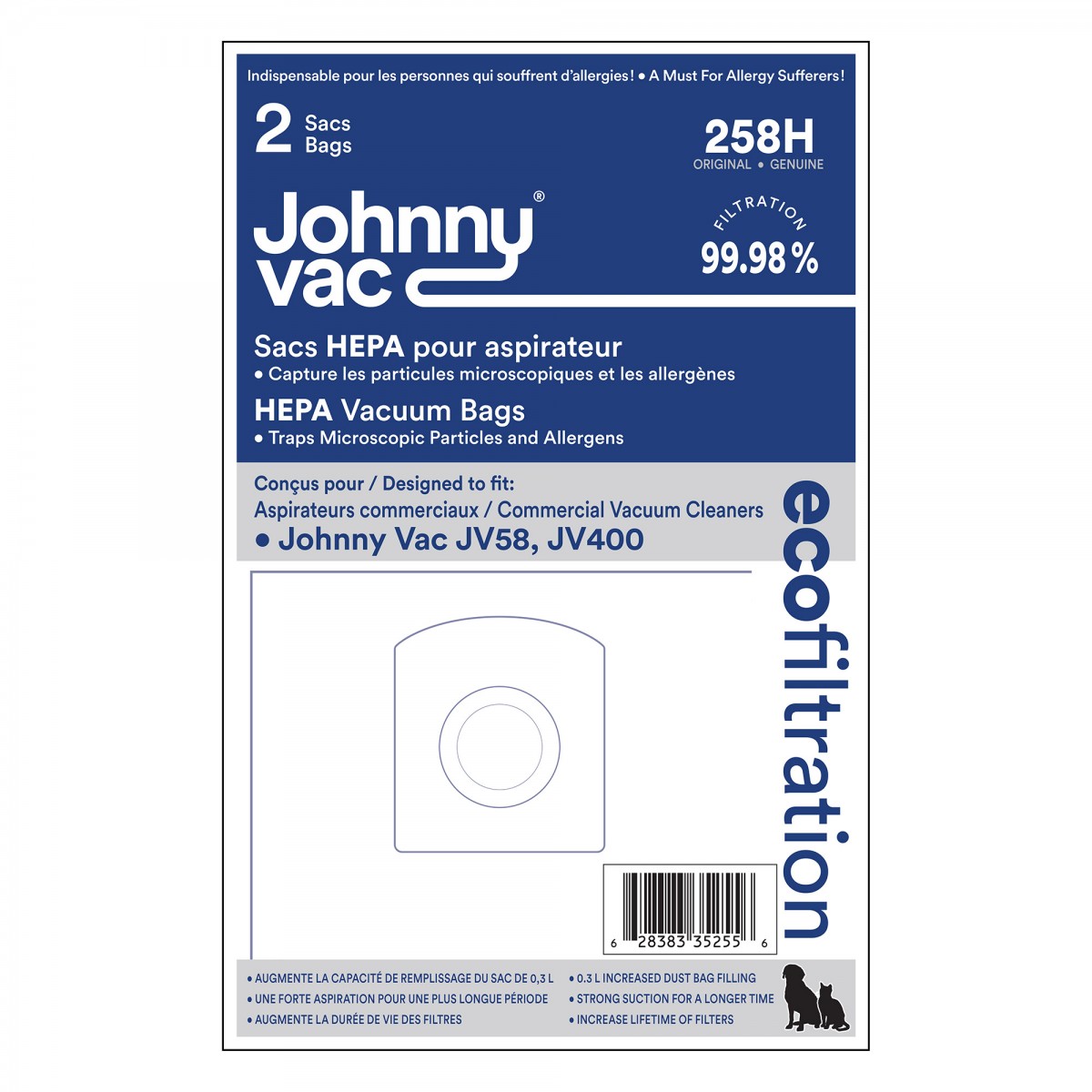 Johnny Vac HEPA Microfilter Bag For JV Vacuums - 2 Bags image 2