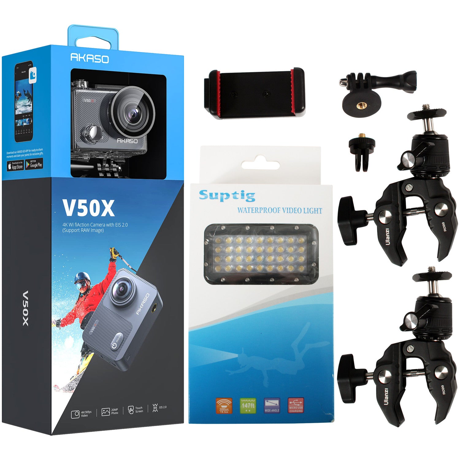 Centec 35 Foot High Reach Vacuum Attachment Kit with 3 Carbon Fiber Poles, Camera and Light