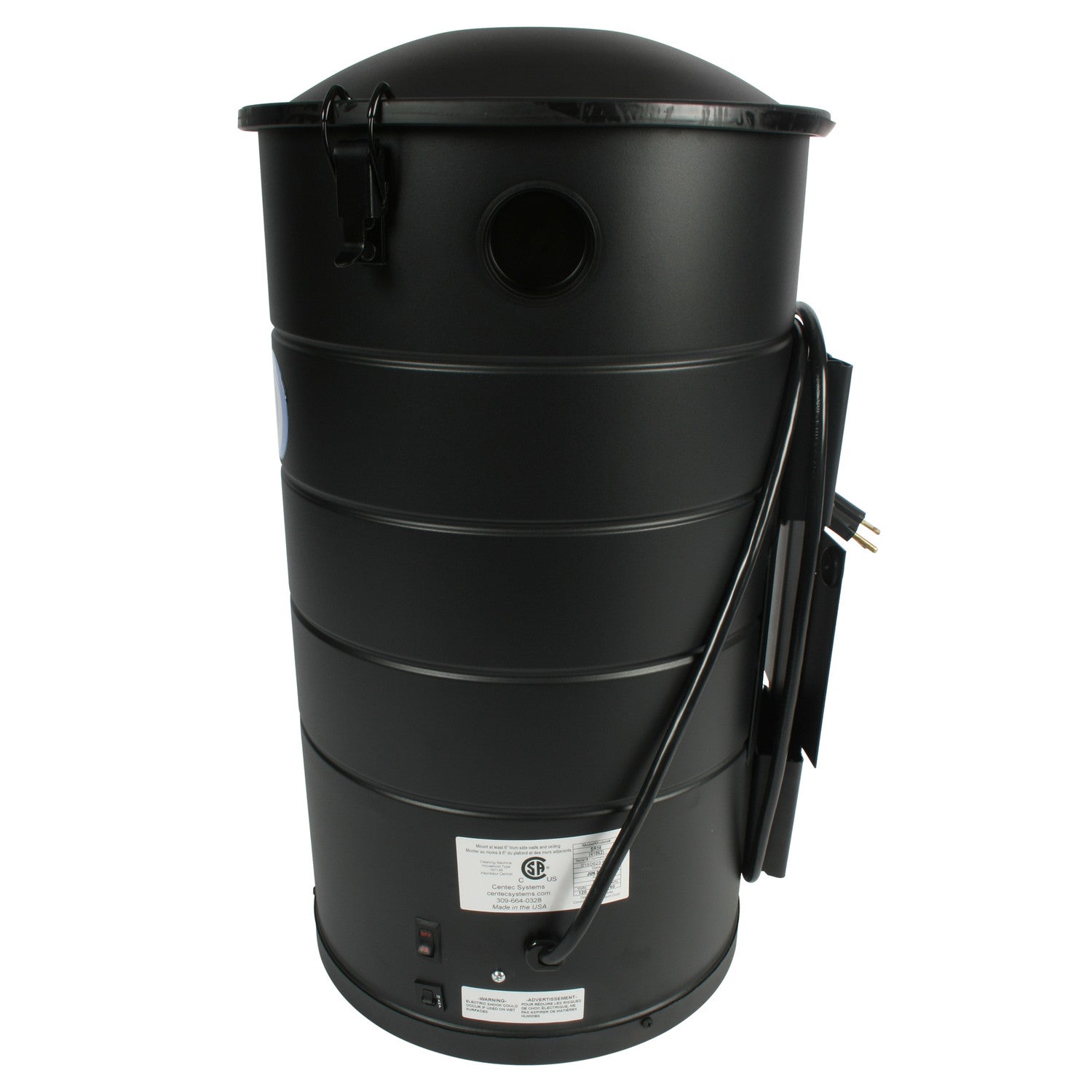 Centec Aeon Vacuum, Steel Hose Reel, 1.25 Inch X 33 Foot Hose, Quick Click Dust Collection Adapters, Commercial Cleaning Tools and Swivel Mounting Plate