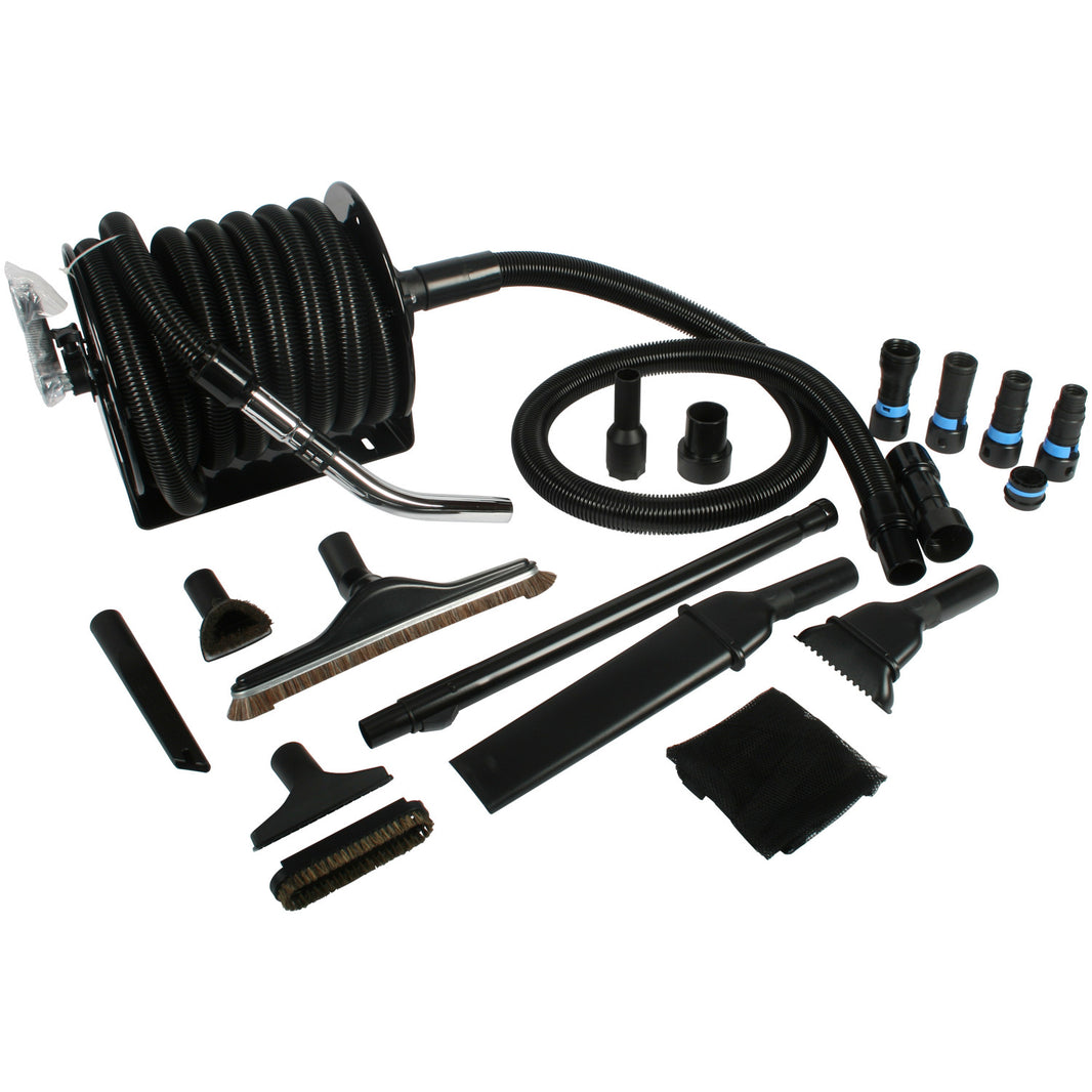 Centec Aeon Vacuum, Steel Hose Reel, 1.25 Inch X 33 Foot Hose, Quick Click Dust Collection Adapters and Commercial Cleaning Tools
