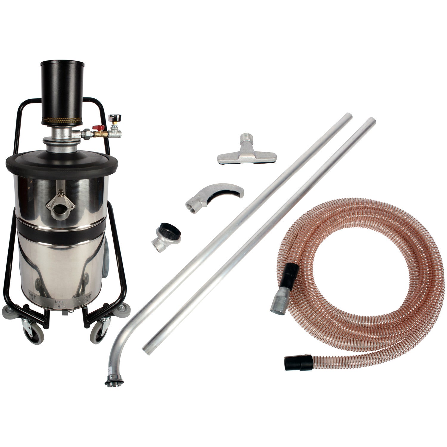 Centec Intrinsically Safe 18 Gallon Wet-dry Air Operated Vacuum with Grounded Overhead Hose and Tool Kit