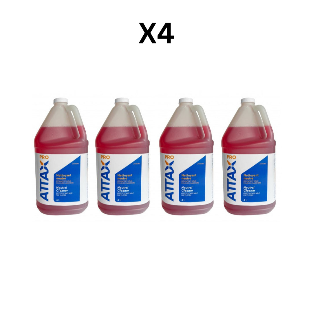 Attax Pro Neutral Cleaner - Effective & Mild For Floors (1.06 GAL) - Pack Of 4 image 0