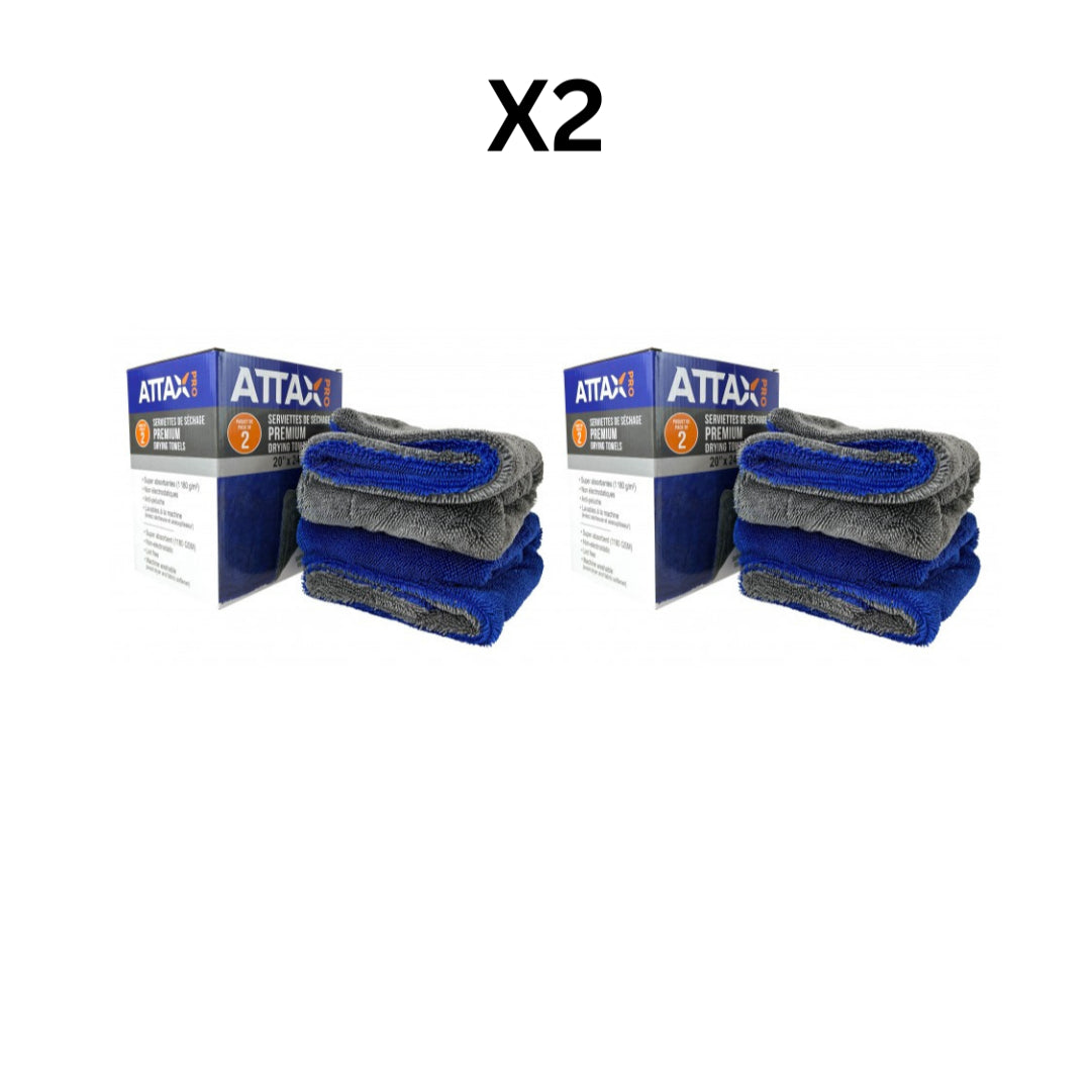 Attax Pro Premium Drying Towels – 20" X 24" – 1180 GSM – Pack Of 2 image 0