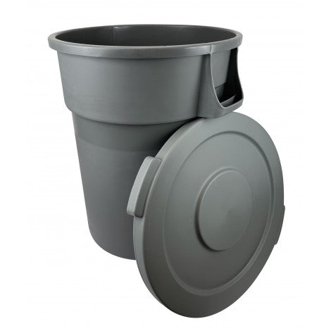 Round Trash Garbage Can Bin With Lid – 44 GAL (167 L) – Grey image 0