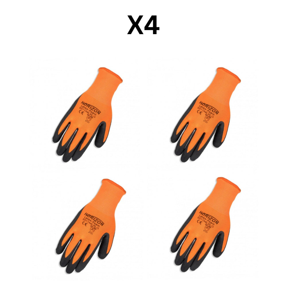 Horizon Work Latex Foam Coated Gloves (High Visibility) - Pack Of 4 image 0
