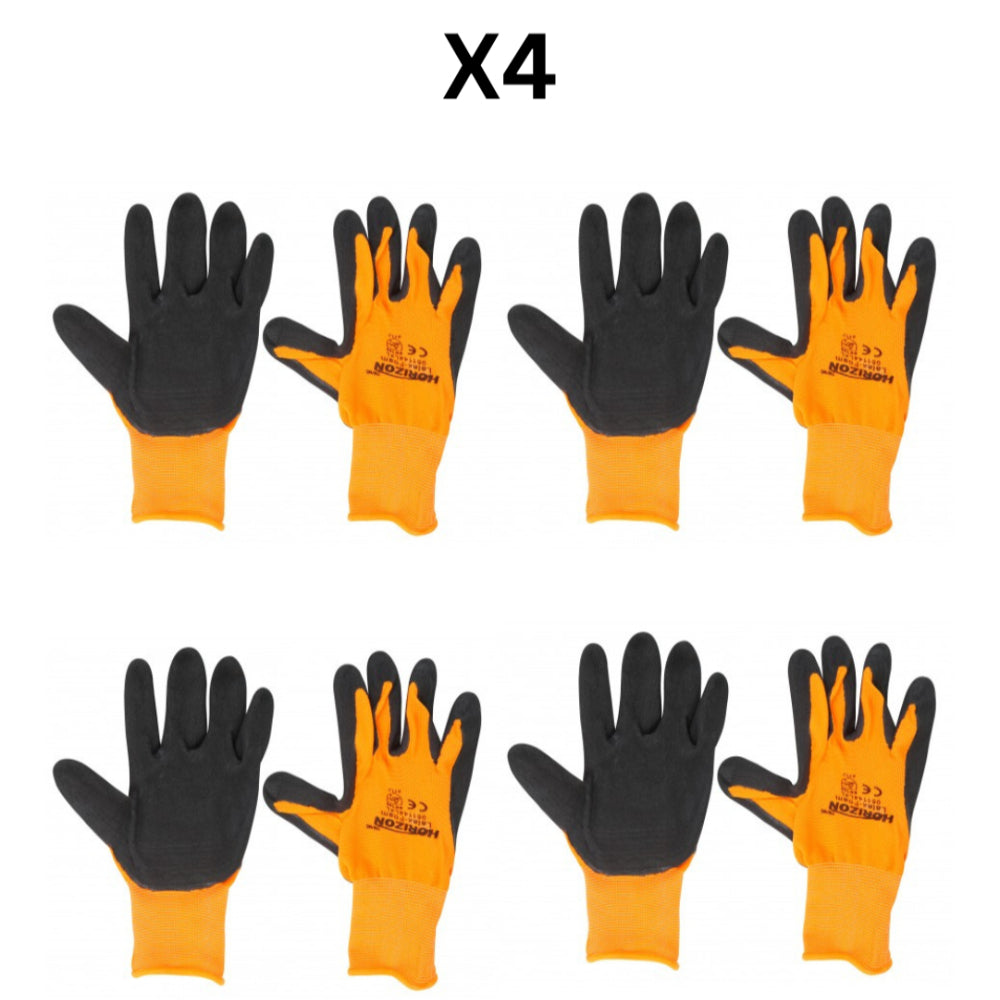 Horizon Work Latex Foam Coated Gloves (High Visibility) - Pack Of 4 image 0